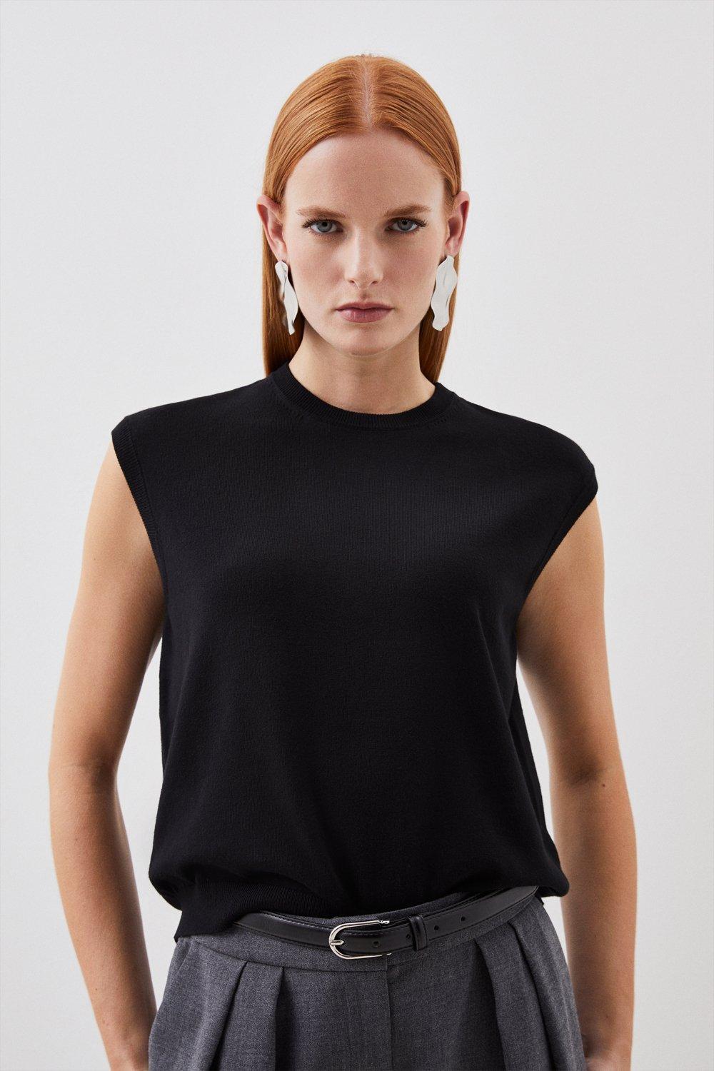 Sleeveless Viscose Knit Crop Top