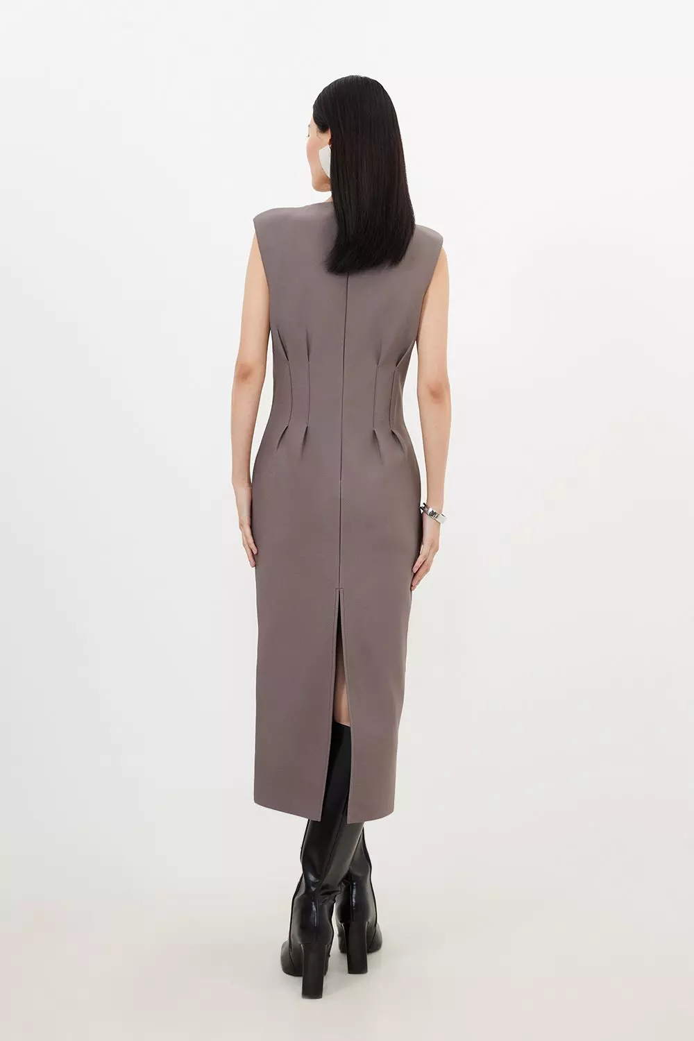 Bandage Figure Form Pintuck Knit Midi Dress | Karen Millen