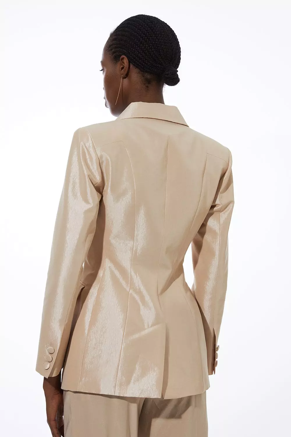 Metallic Taffeta Single Breasted Tailored Blazer