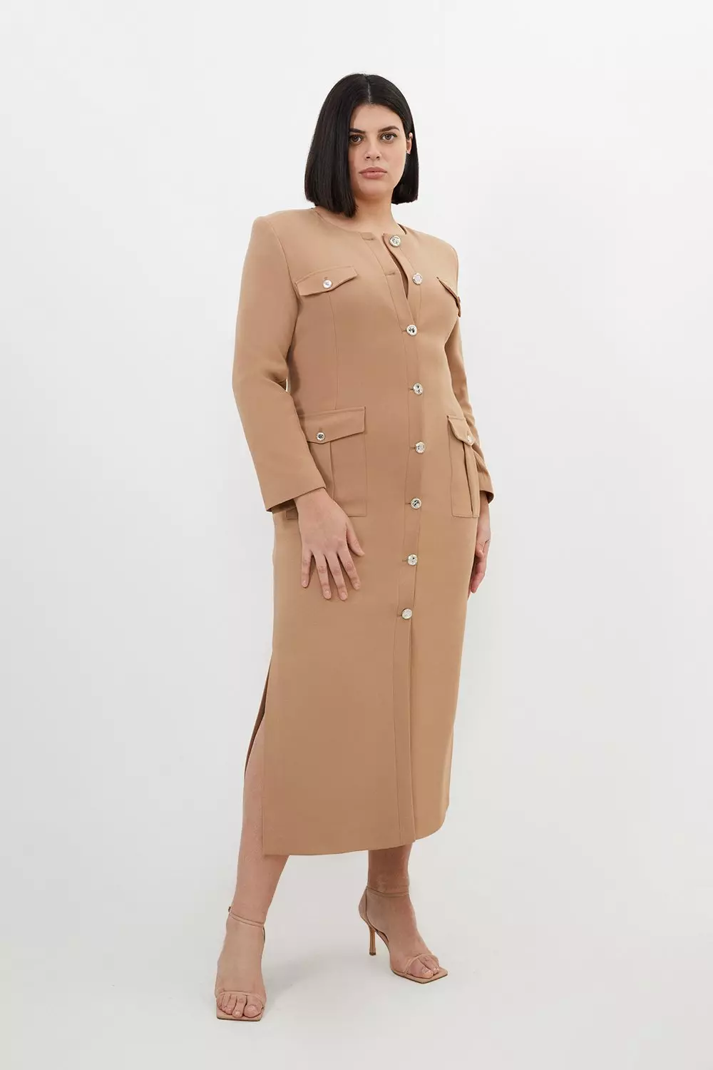 Plus size button through dress hotsell