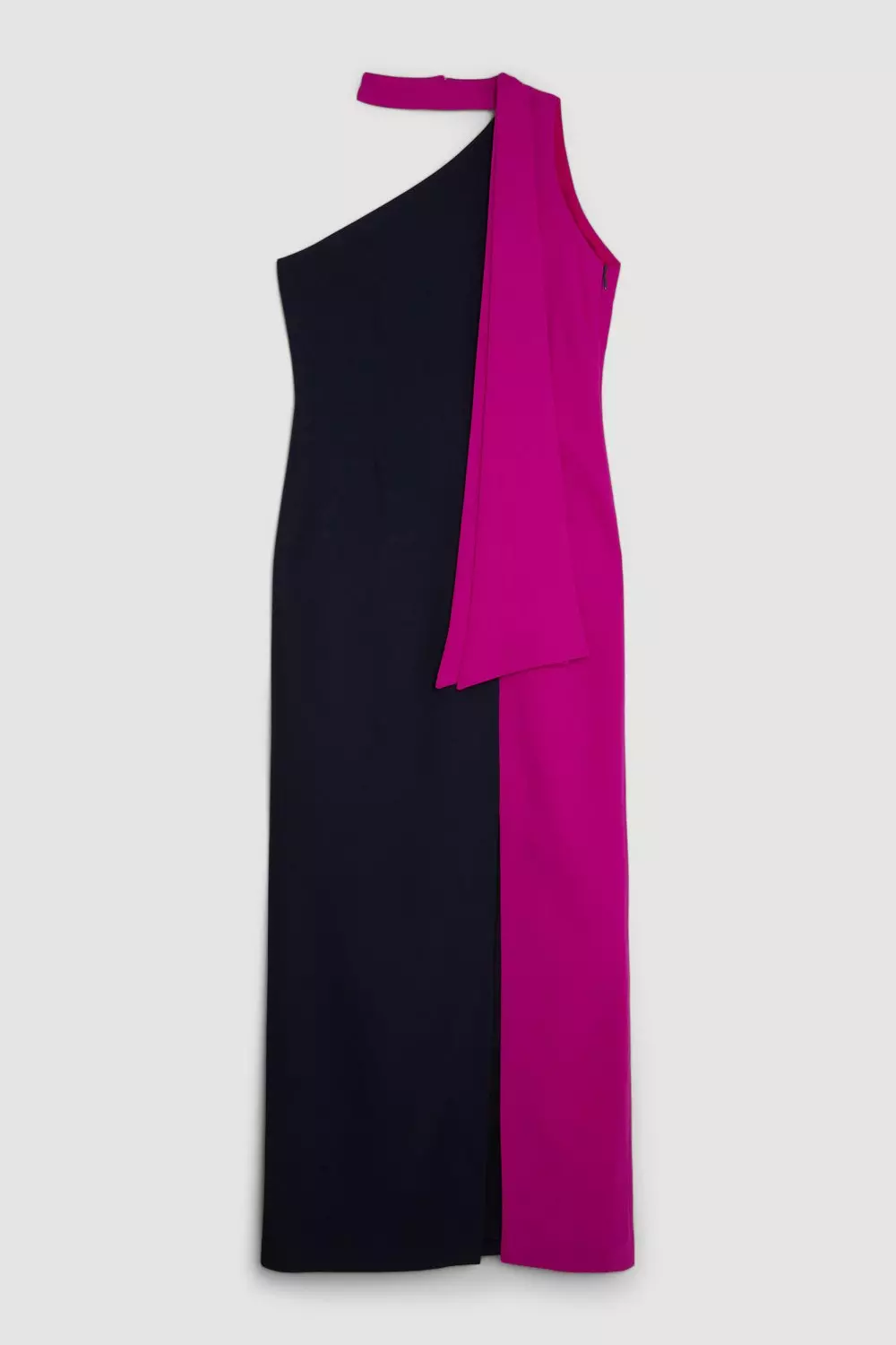 Petite Soft Tailored Color Block Tie Neck Midi Dress Karen Millen