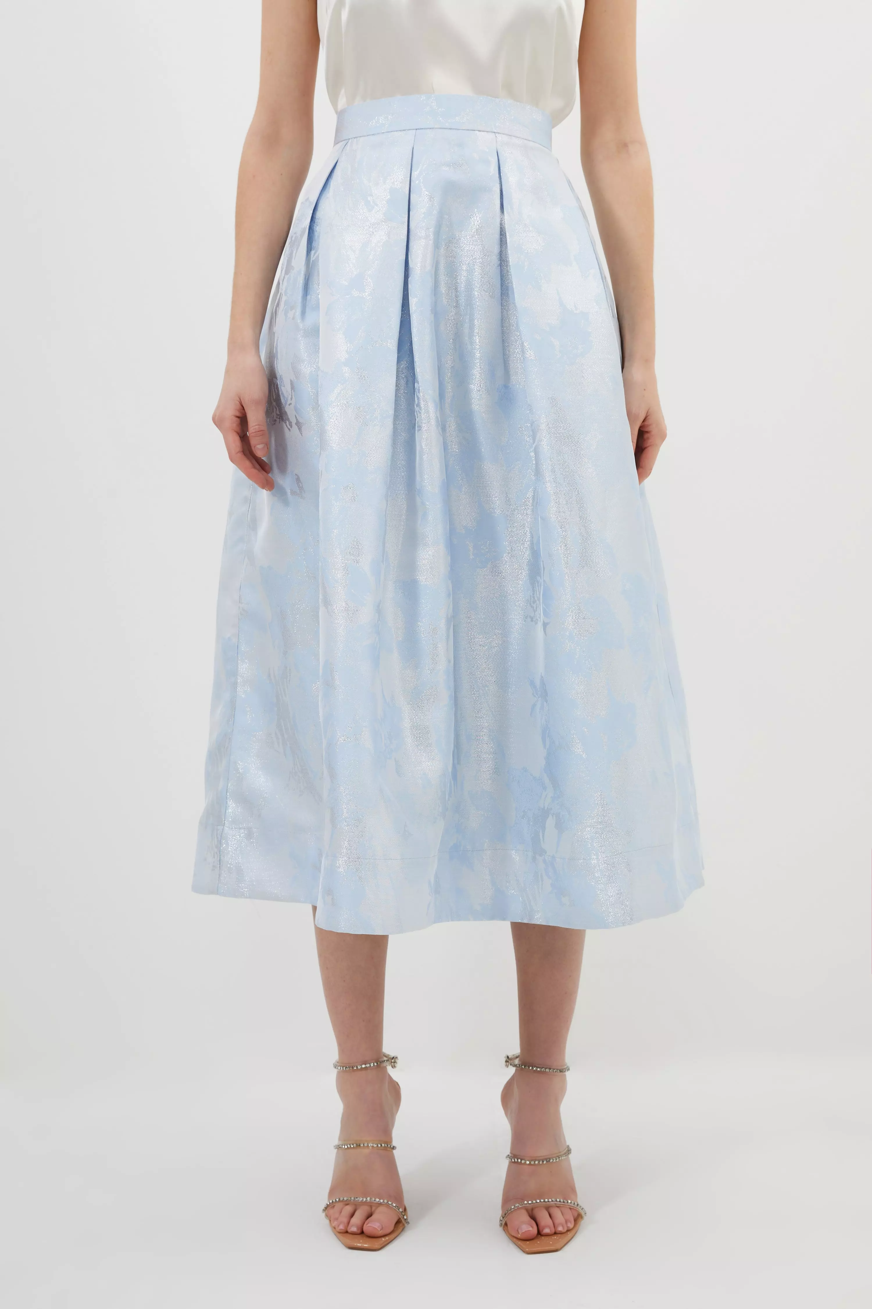 Metallic Woven Prom Midi Skirt Karen Millen
