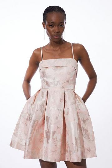 Metallic Prom Woven Mini Dress blush