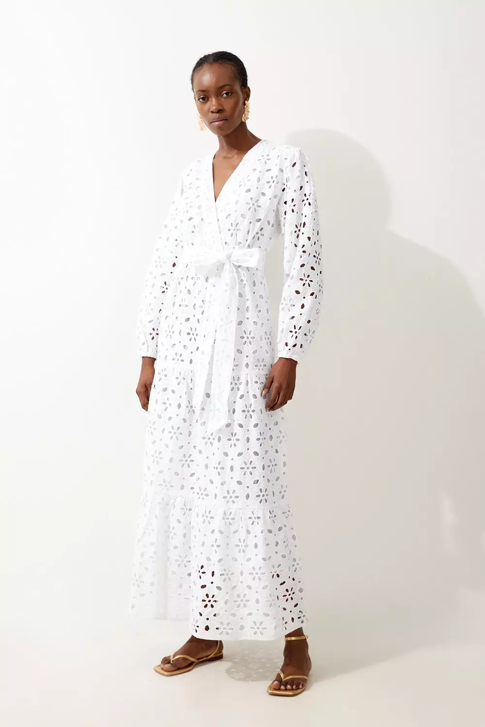 Cotton Eyelet Woven Maxi Dress Karen Millen