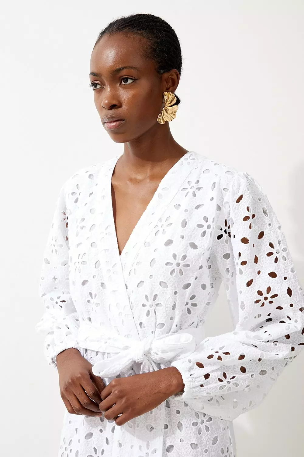 Broderie anglaise shop wrap dress