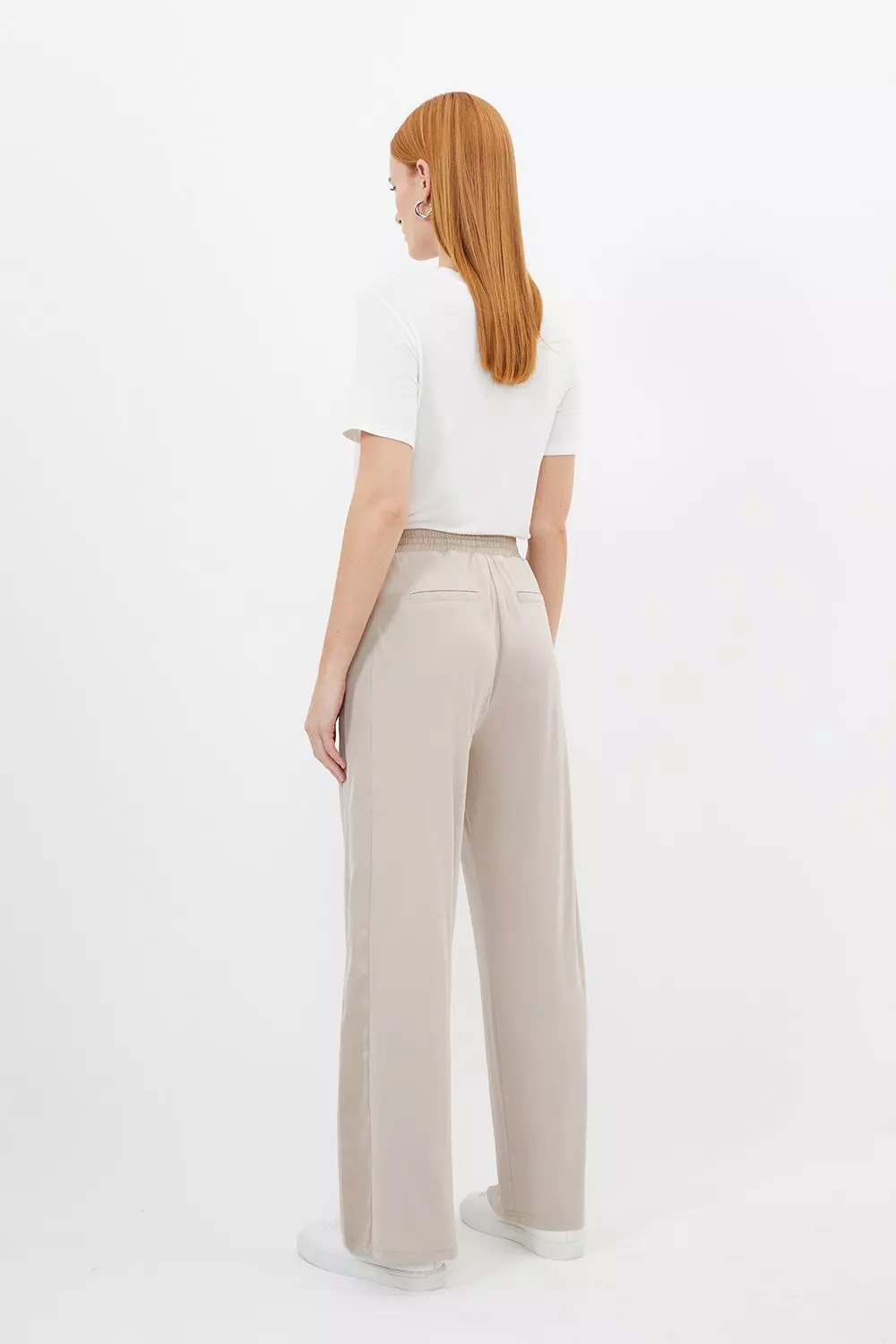 Premium Viscose Jersey And Satin Wide Leg Sweatpants | Karen Millen