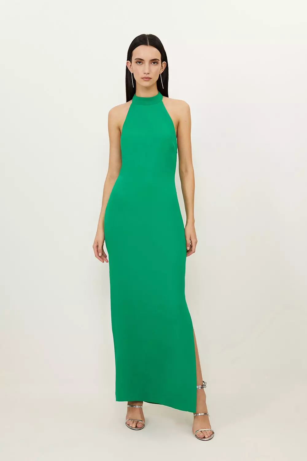 Alluring Long Sleeve Maxi Draped Open Back Dress