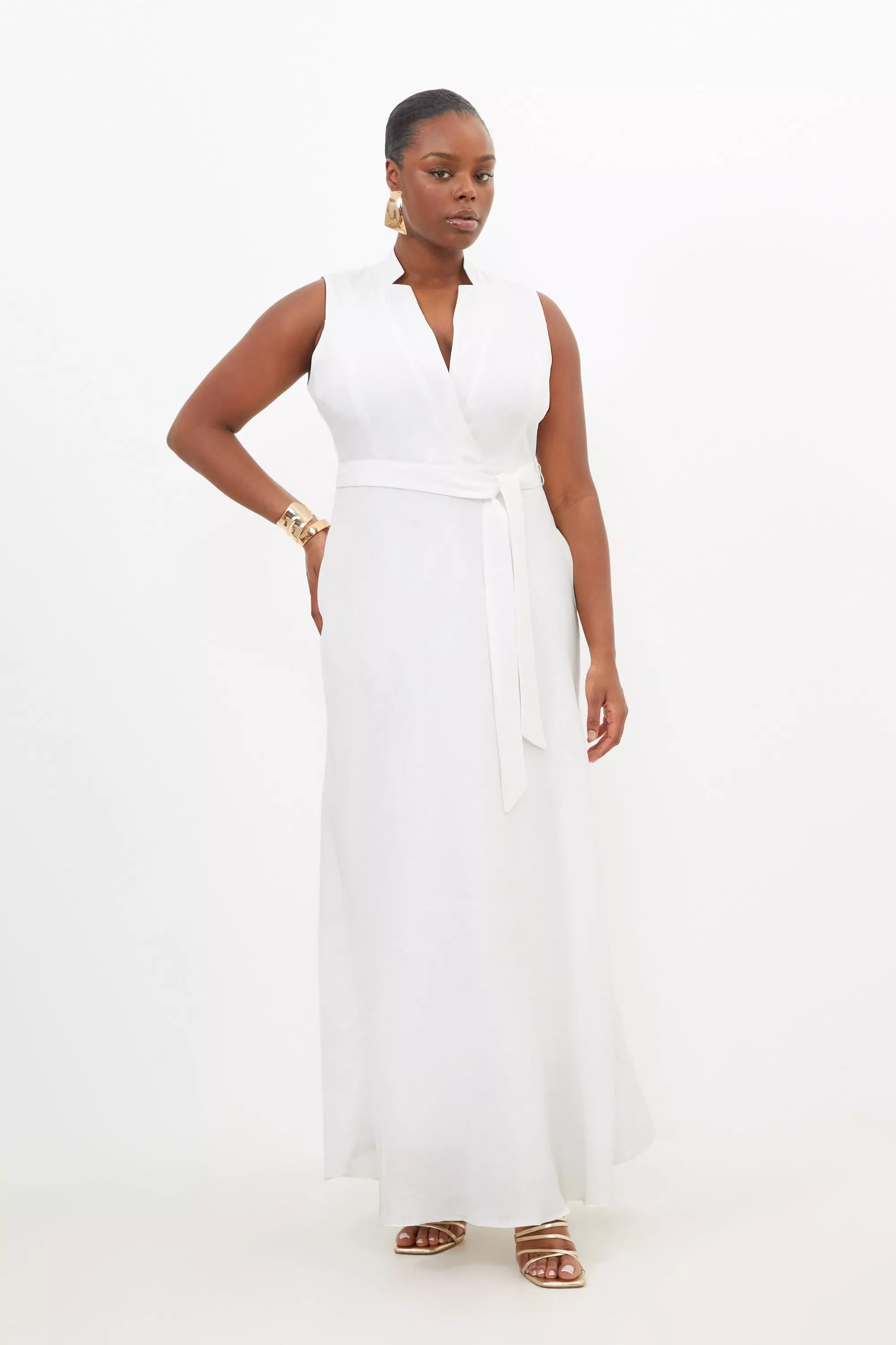 Plus size shop white linen