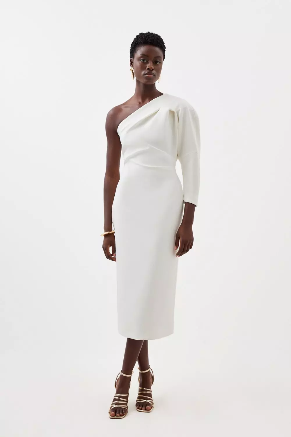 White one shop shoulder midi dress