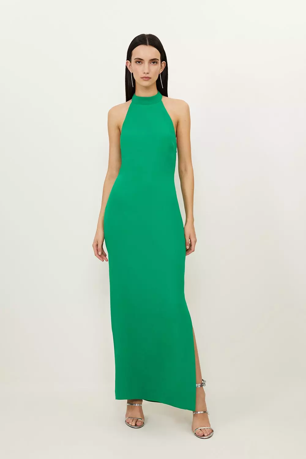 Fluid Tailored Halterneck Open Back Maxi Dress Karen Millen