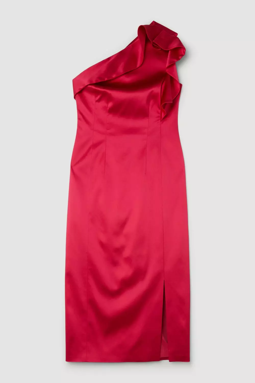 Satin Ruffle Midi Dress