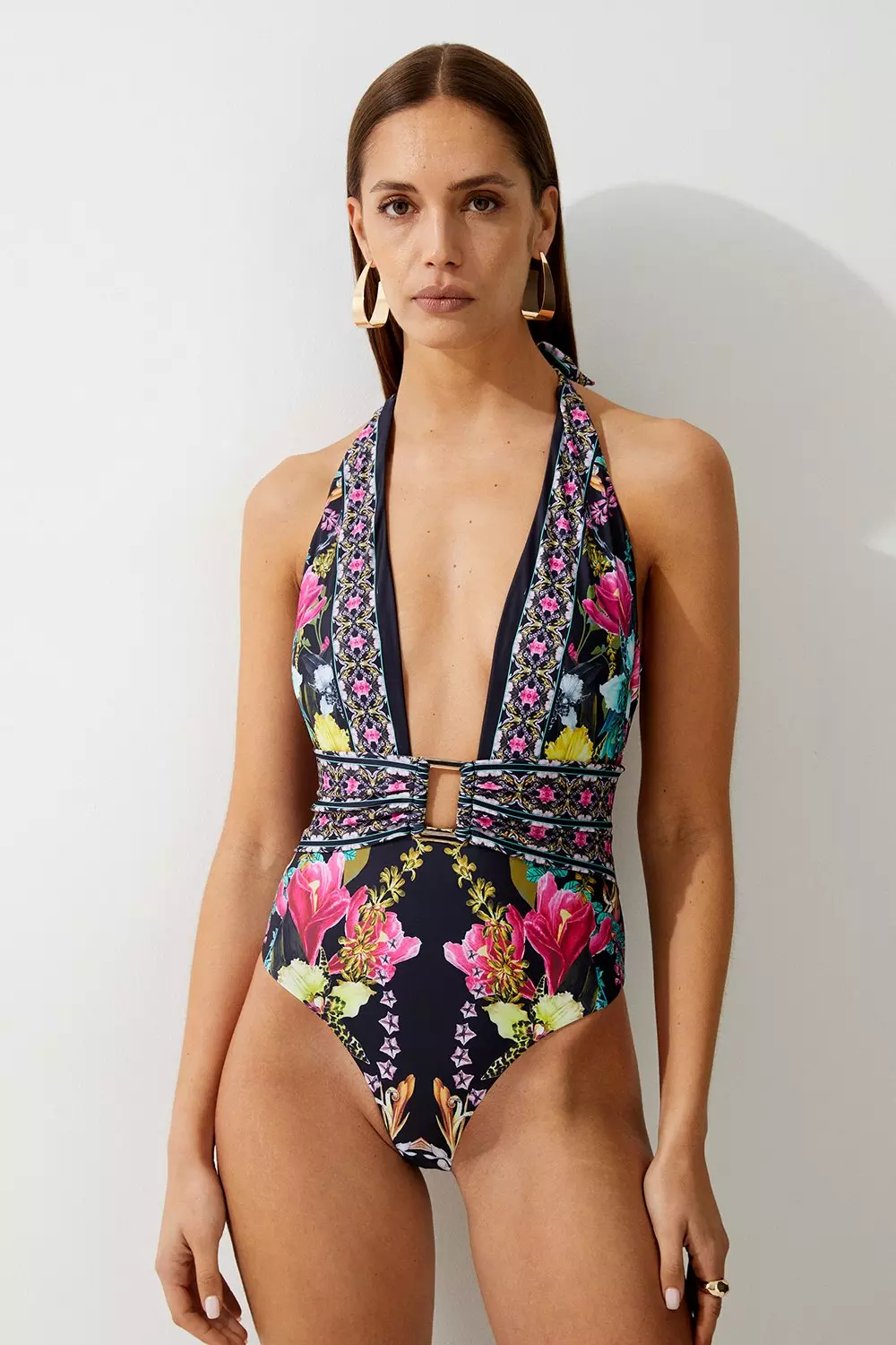 Trim Detail Plunge Swimsuit | Karen Millen