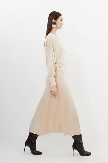 Premium Wool Blend Knit Midaxi Skirt natural