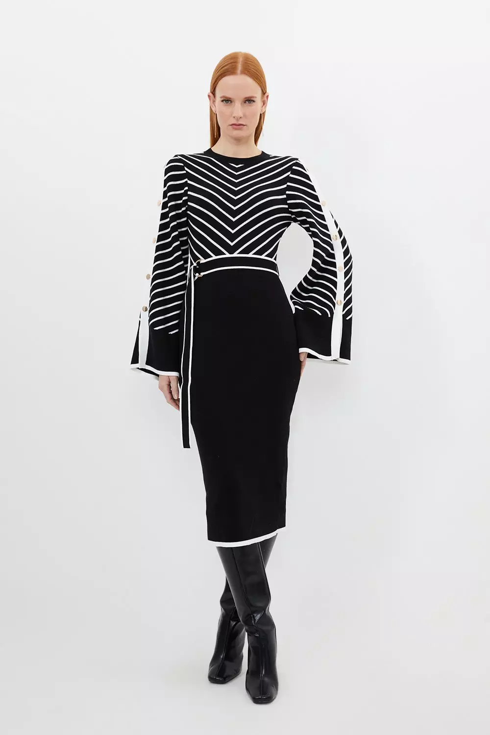 Karen millen stripe outlet knit dress