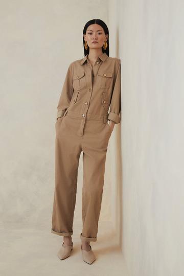 The Founder Tailored Relaxed Jumpsuit camel