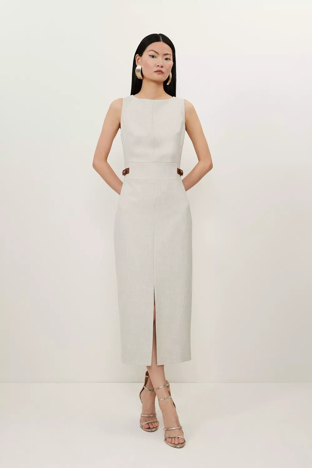 Buy Cream Floral 100% Cotton Bandeau Cut-Out Midi Summer Dress