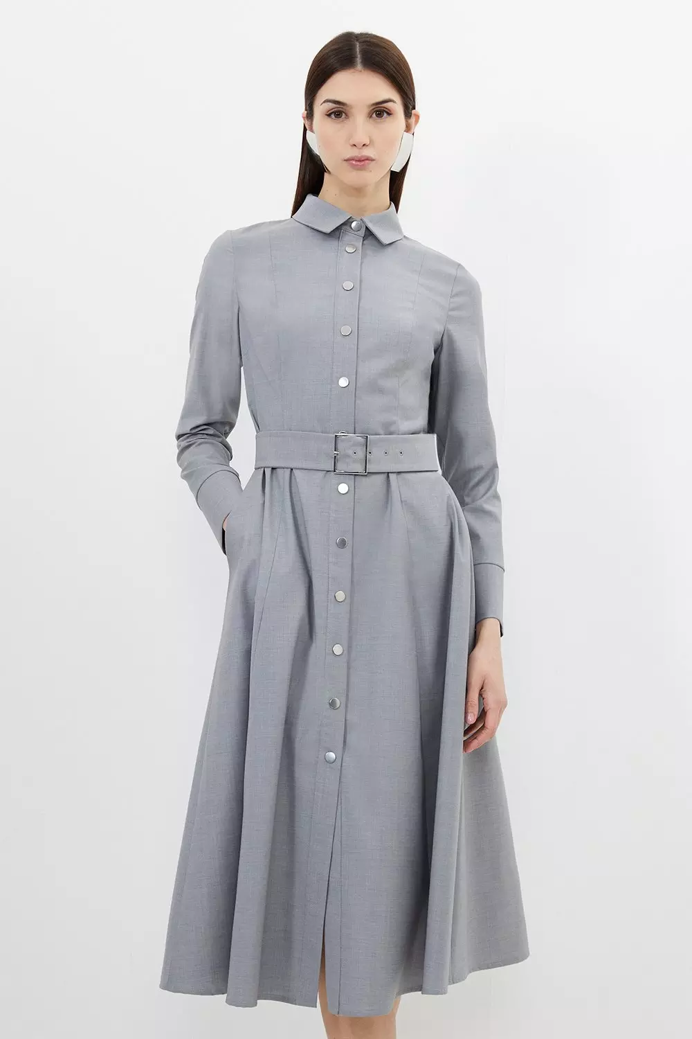 Grey belted clearance dress