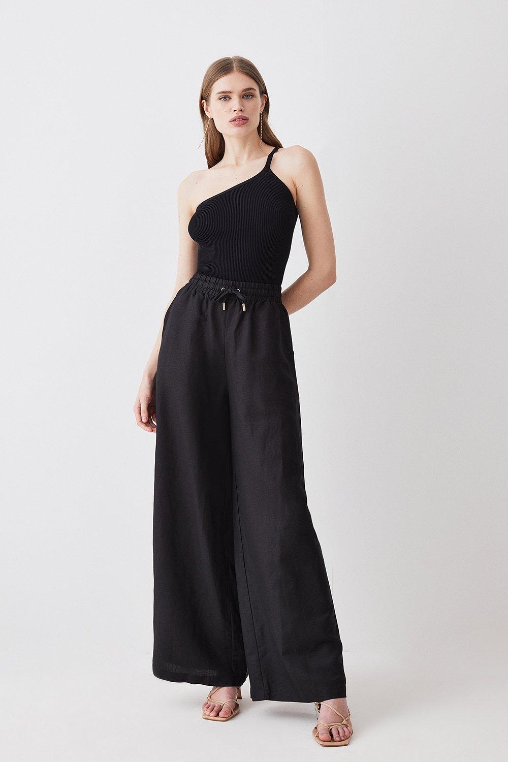 Lola Linen Trousers in Black – Velvet by Graham & Spencer