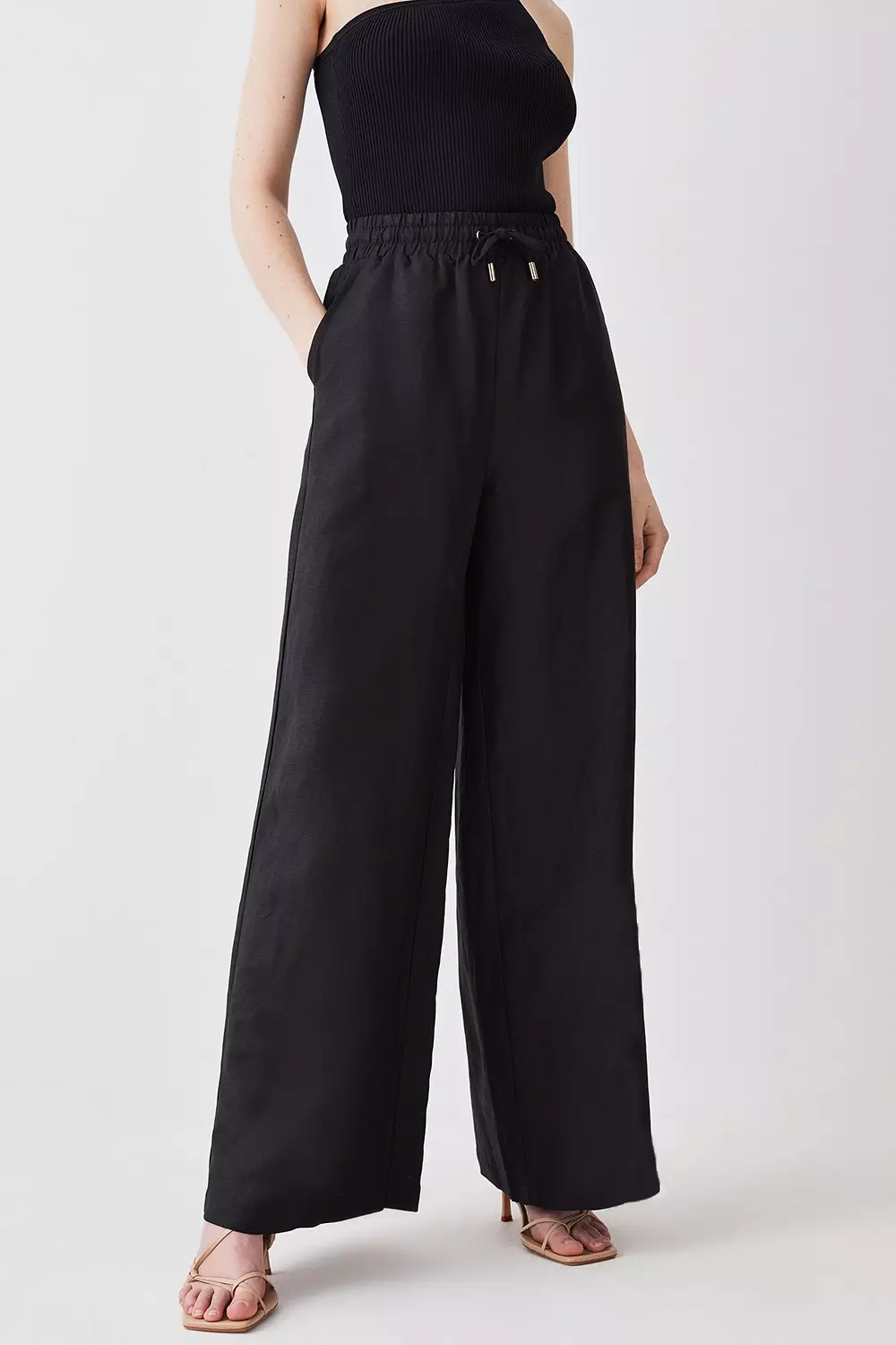 Petite linen palazzo sales pants