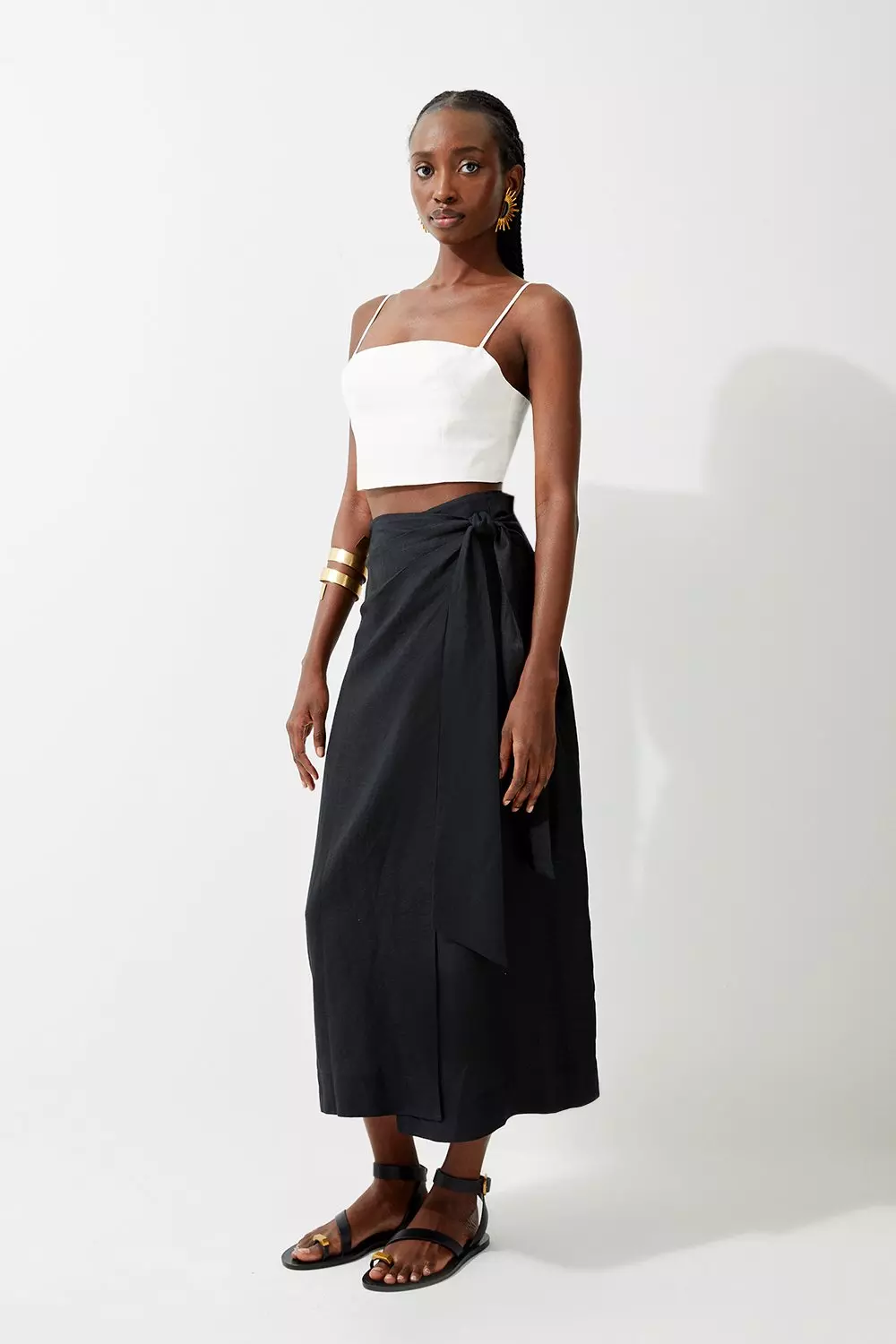 Black wrap 2024 midi skirt