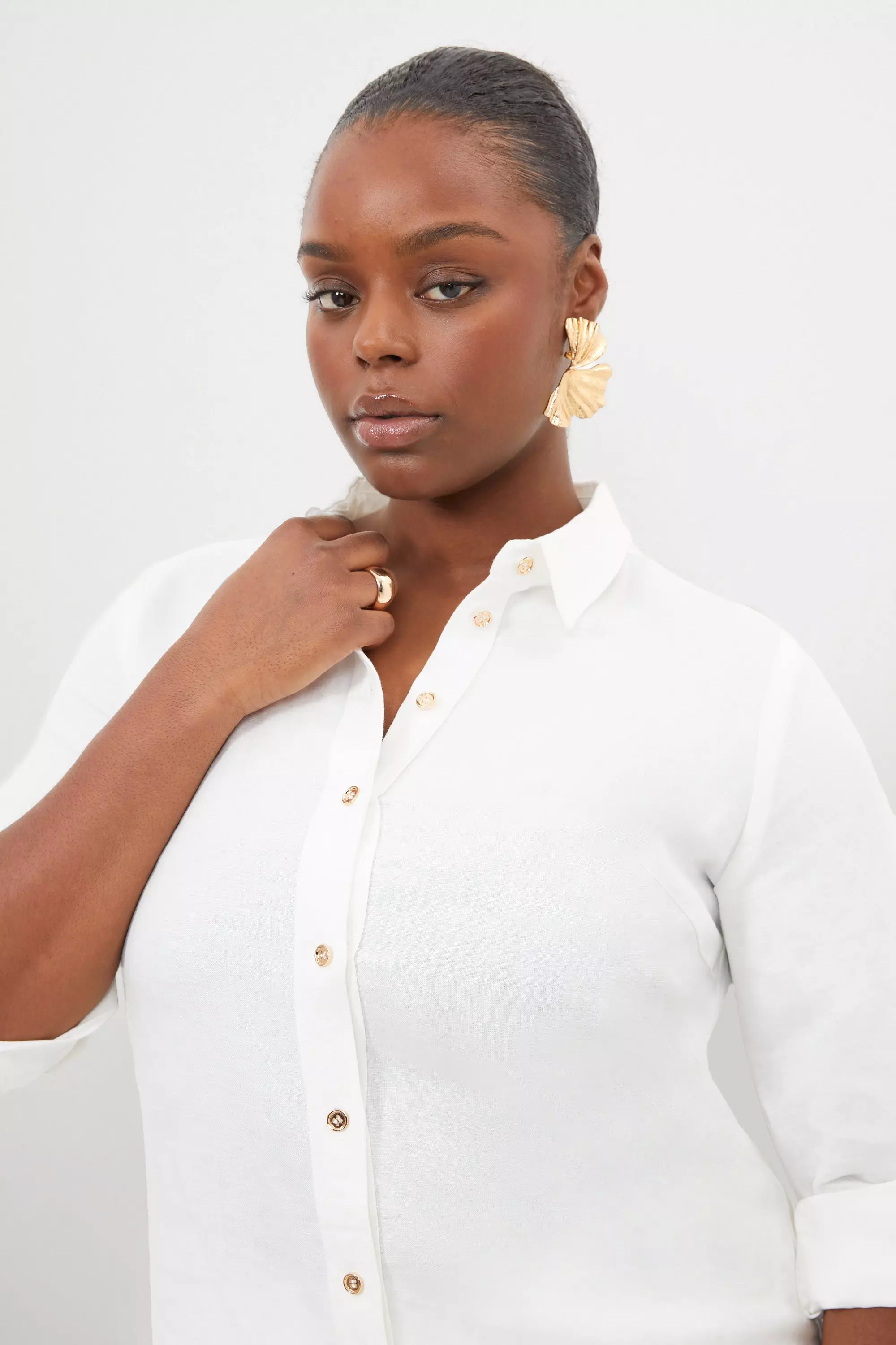 Women's plus size white best sale dress shirt