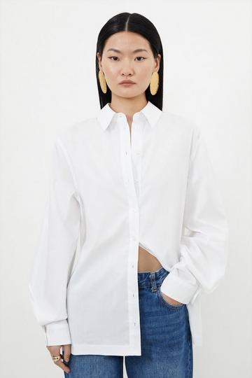 Tailored Cutout Sleeve Detail Asymmetric Shirt white