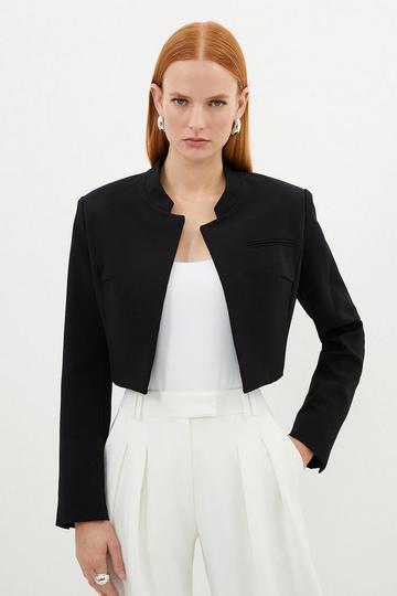 Cropped Tailored High Neck Jacket black
