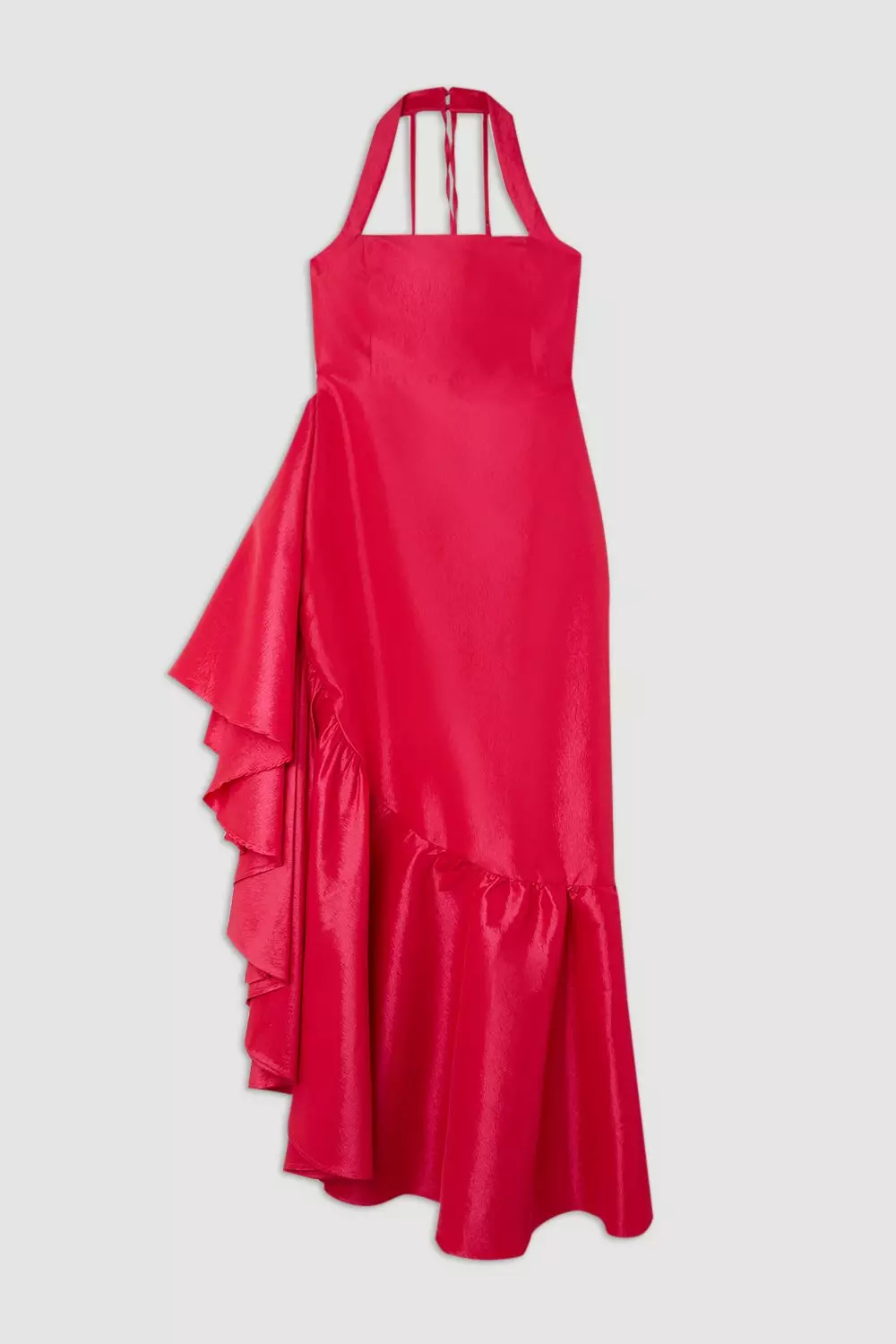 Metallic Taffeta Halterneck Ruffle Hem Midaxi Dress | Karen Millen