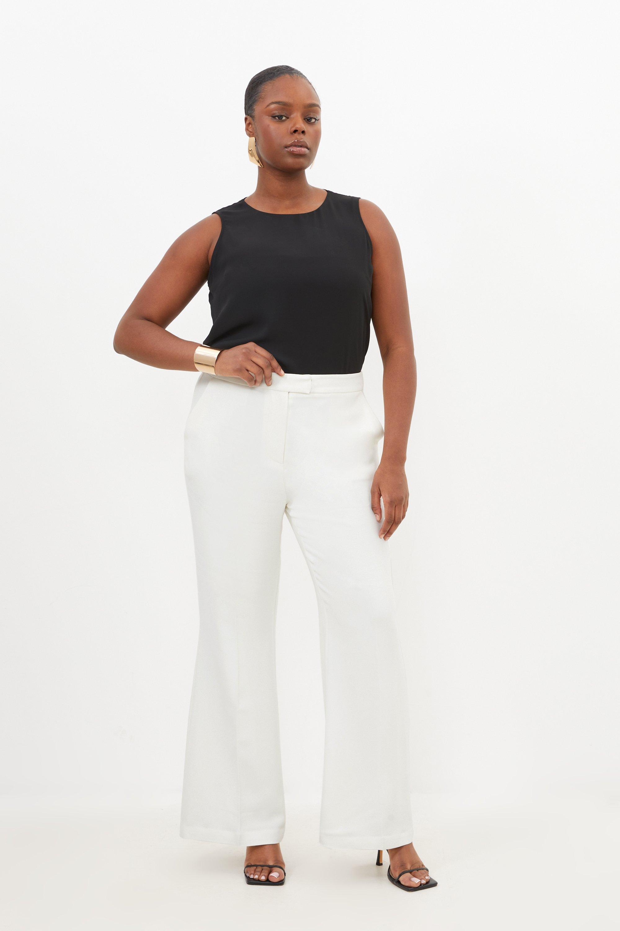 Plus Satin Back Crepe Pleat Detail Wide Leg Pants