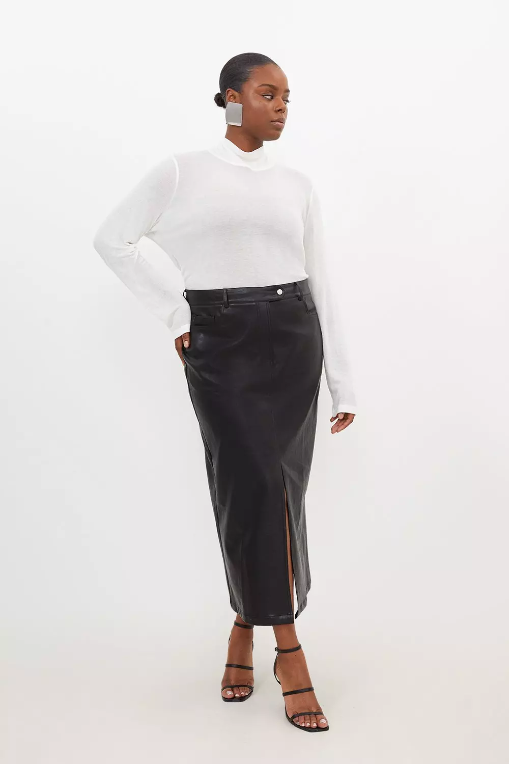 Black leather clearance pencil skirt xxl