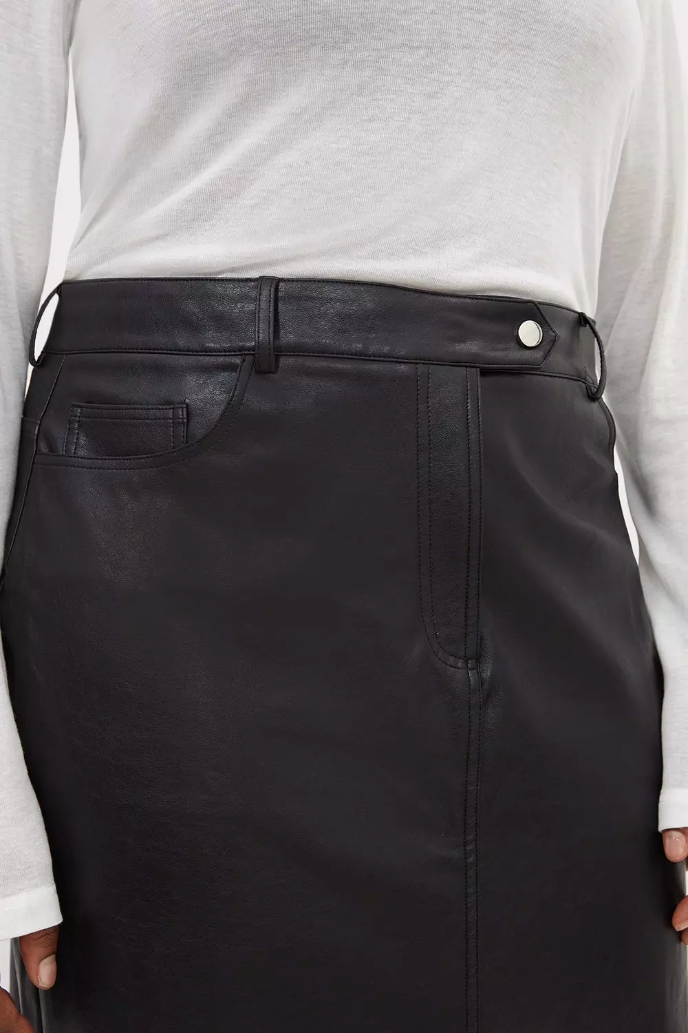 Plus Size Faux Leather Pencil Maxi Skirt