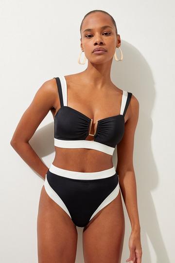 Trim Detail Detachable Strap Bikini Top black