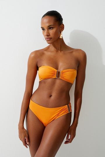 Orange Slinky Trim Detail Cheeky Bikini Bottoms