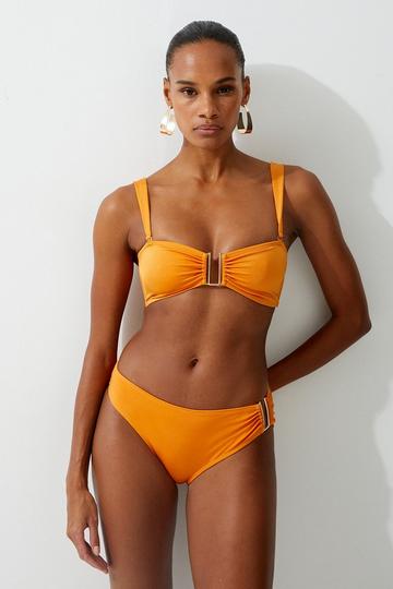Orange Slinky Trim Detail Detachable Strap Bikini Top