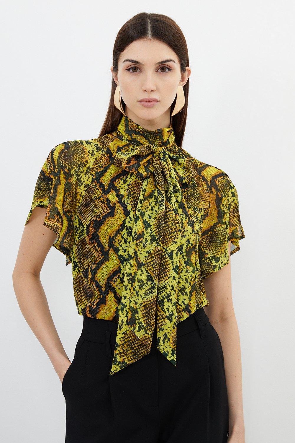 Yellow snake print on sale top