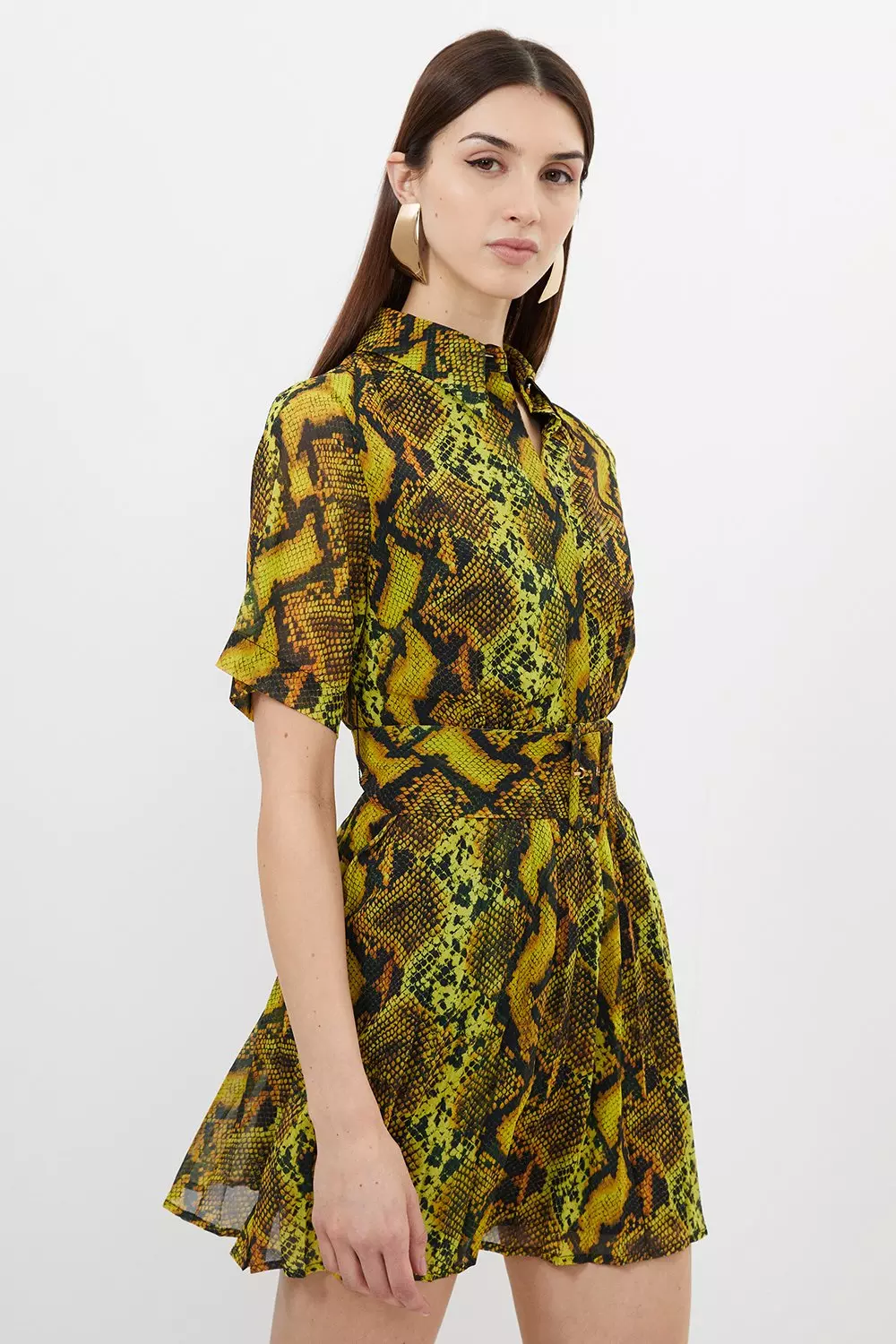 Zara snake cheap print shirt dress