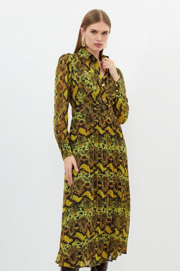Petite Snake Print Georgette Woven Shirt Midi Dress snake