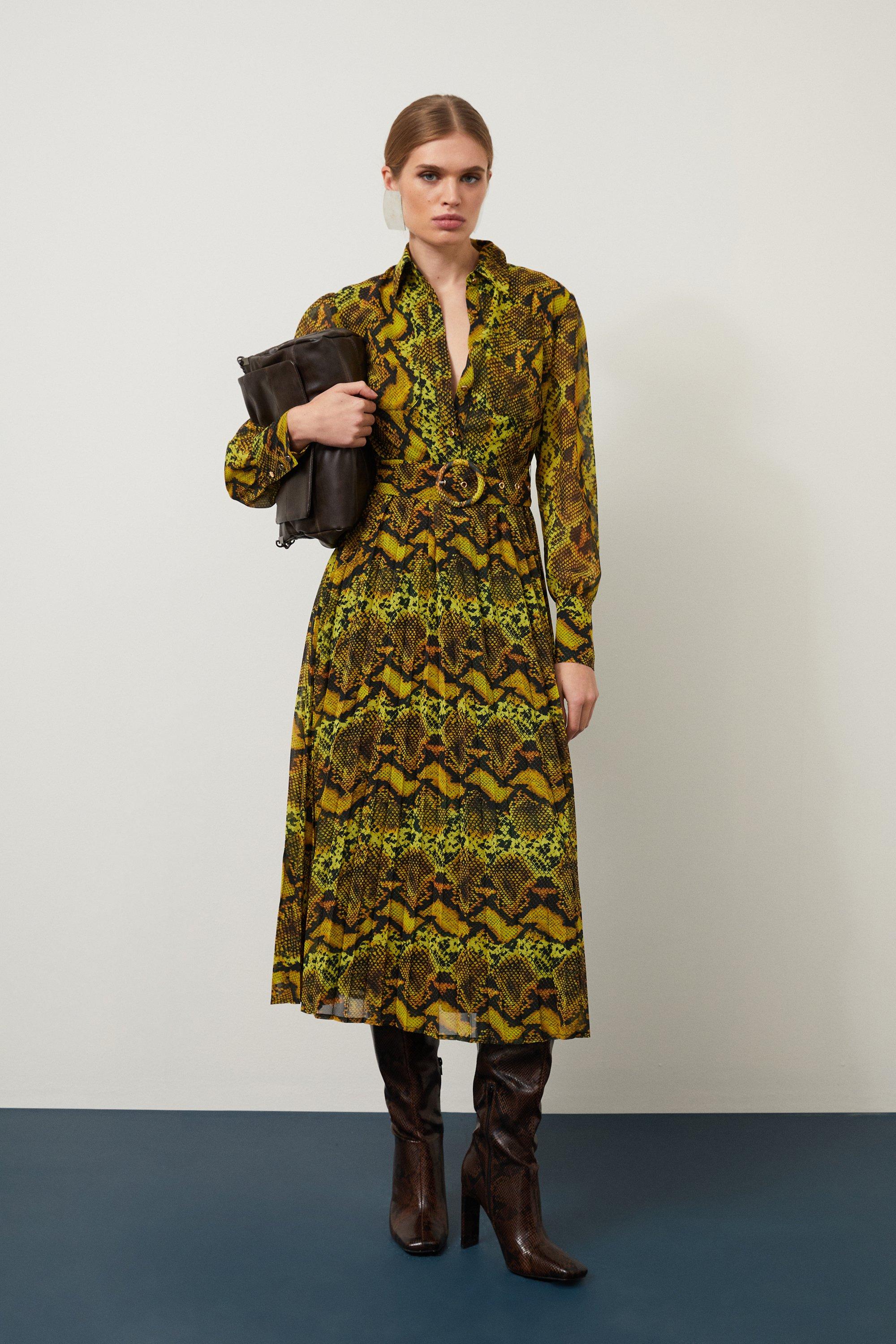 Karen millen snake hot sale print wrap dress