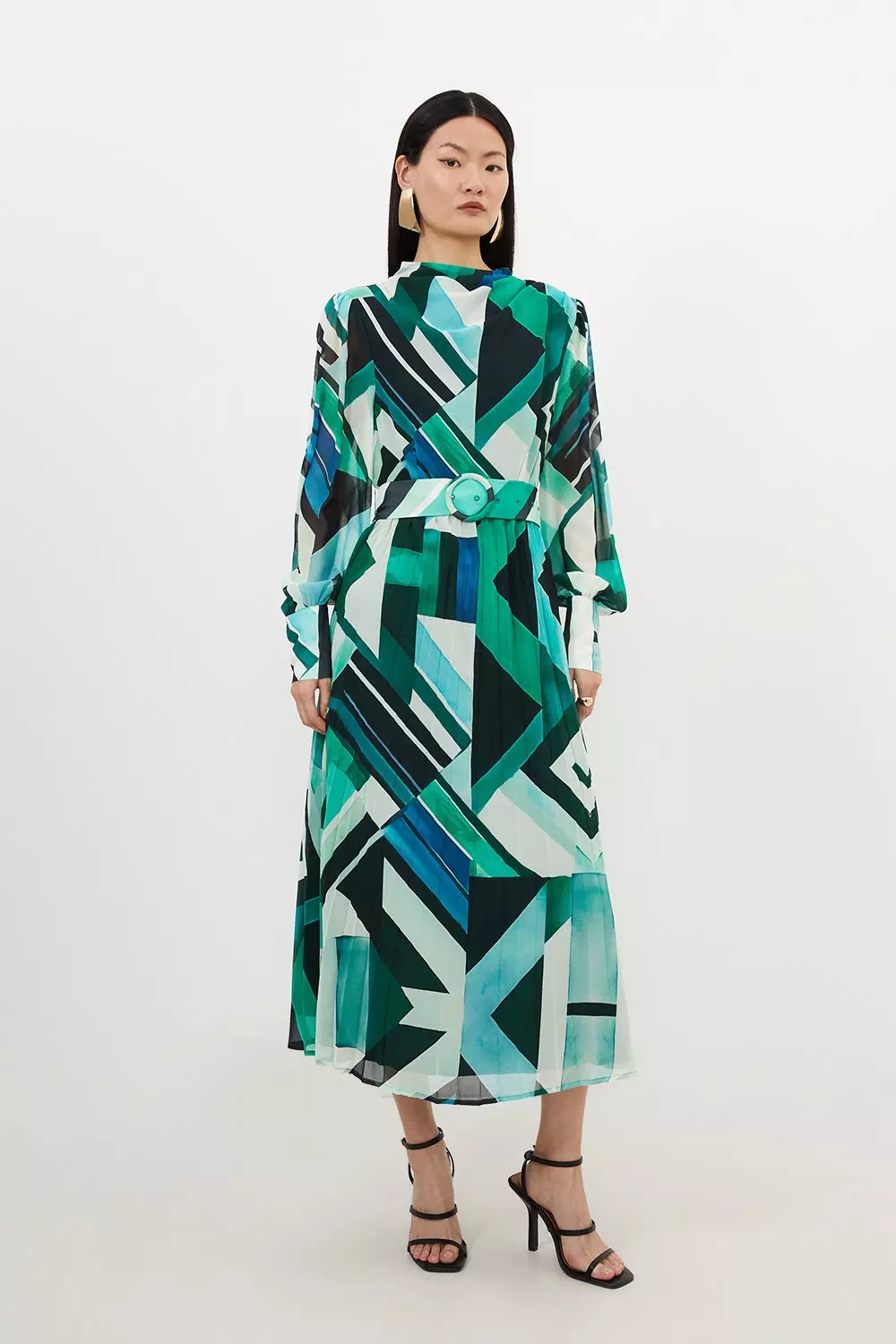 Printed georgette best sale maxi dress