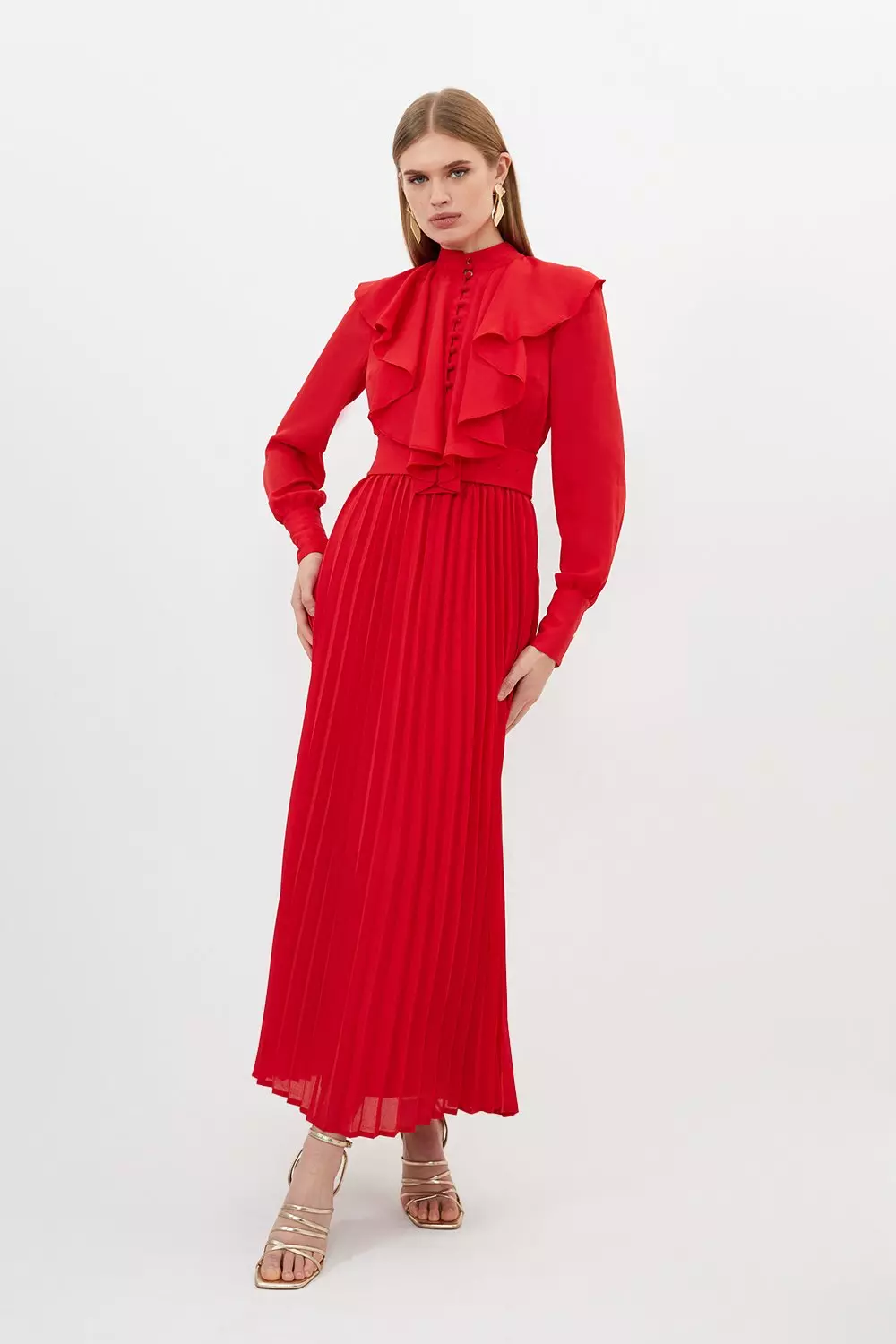 Ruffle long outlet sleeve maxi dress