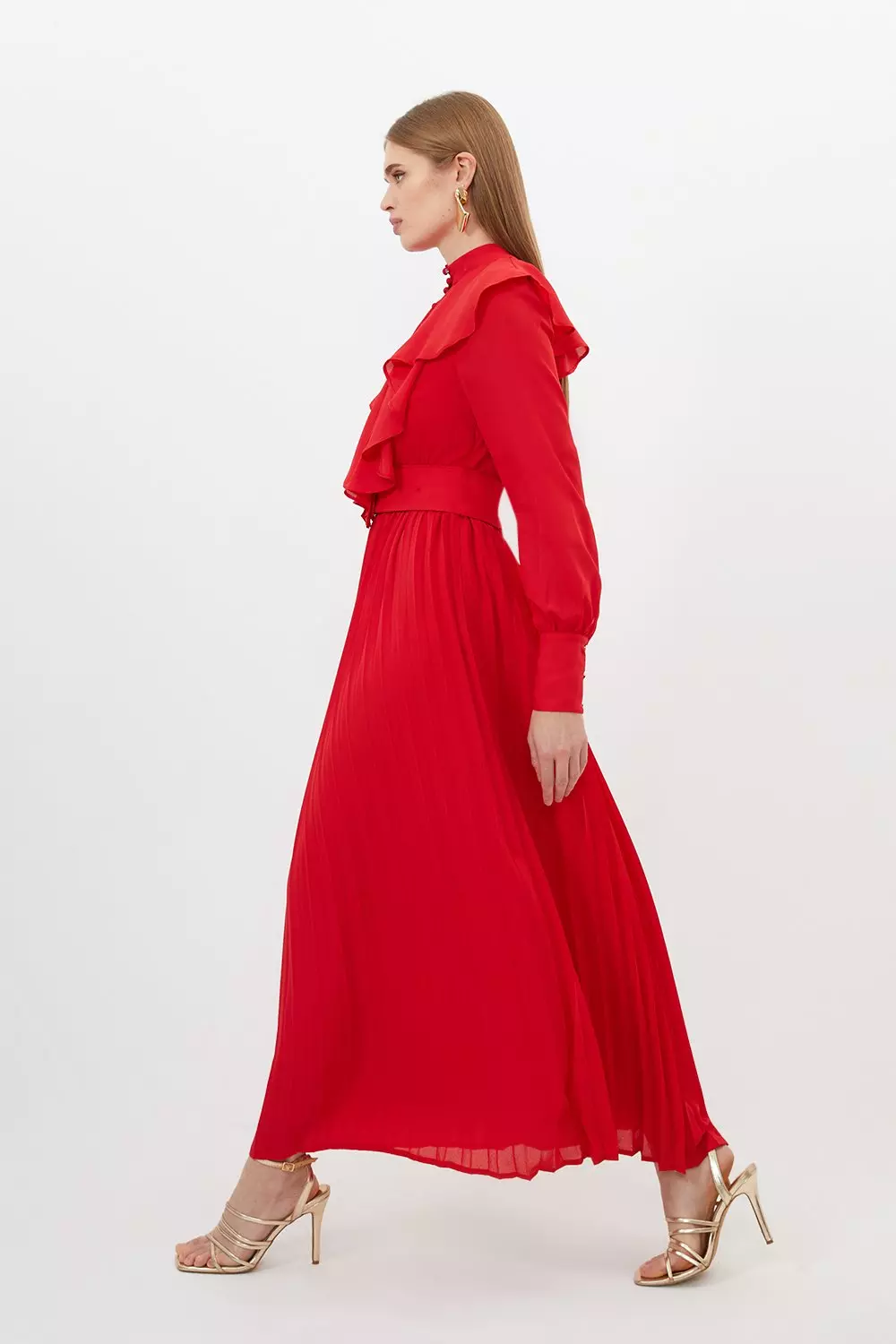 Midi dress best sale with ruffle sleeves