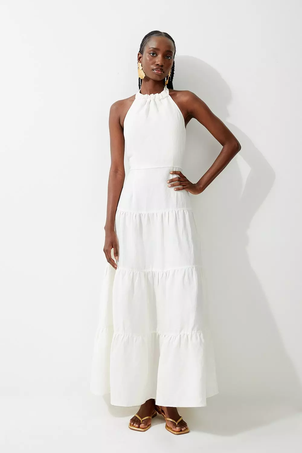 White linen outlet flowing dress