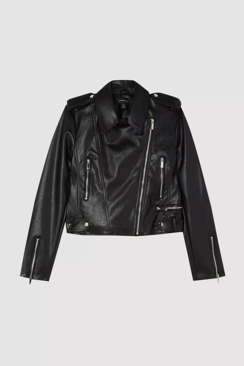 Fake leather shop motorcycle jacket