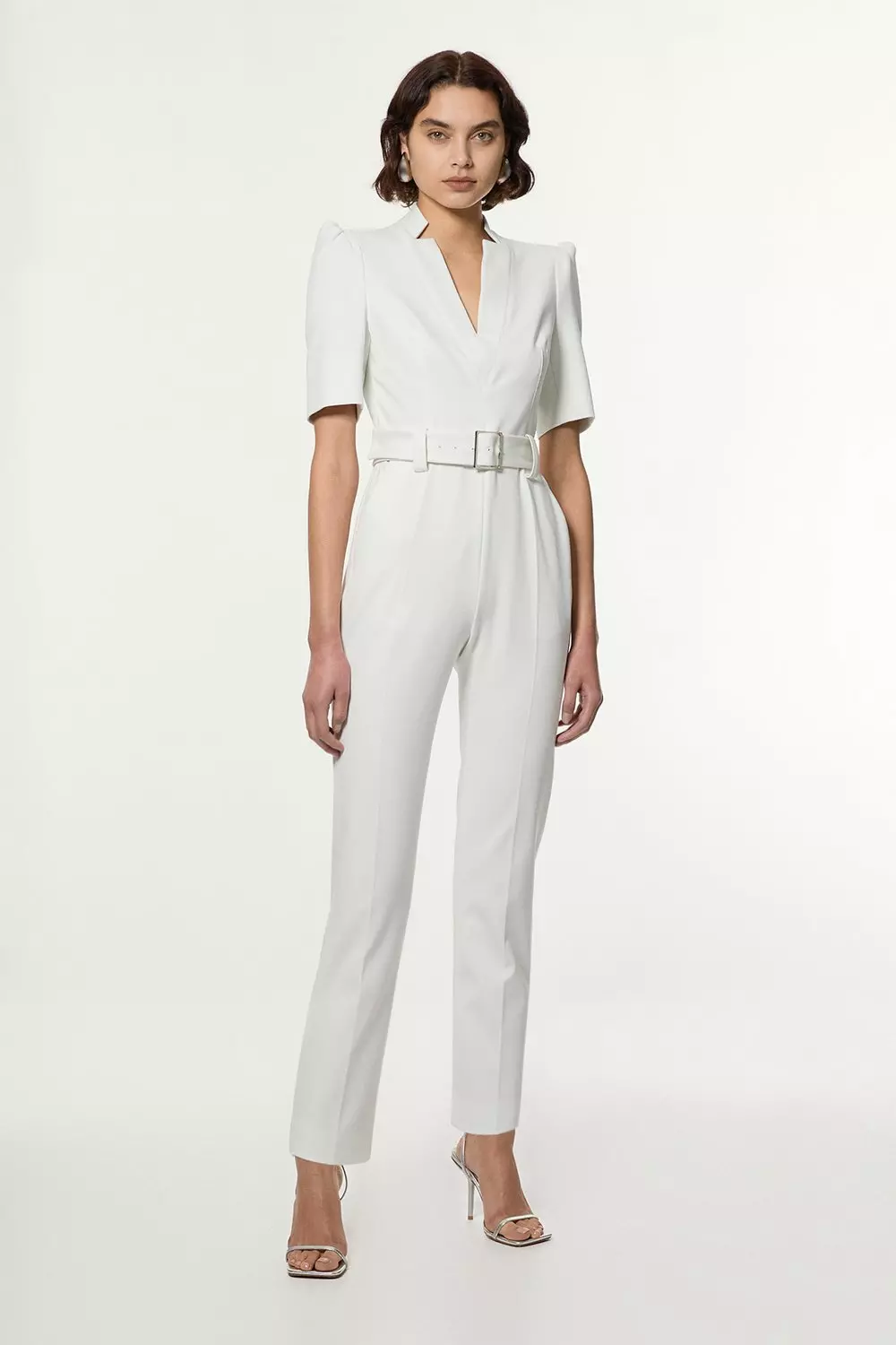 Petite Structured Crepe Forever Belt Jumpsuit