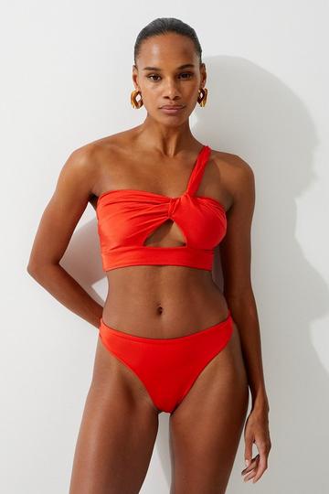 Red Slinky One Shoulder Bikini Top