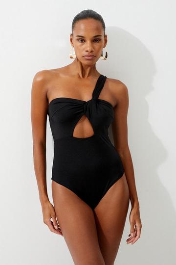Slinky Cut Out Asymmetric Swimsuit black