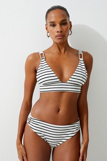 Textured Stripe High Waist Bikini Bottoms stripe