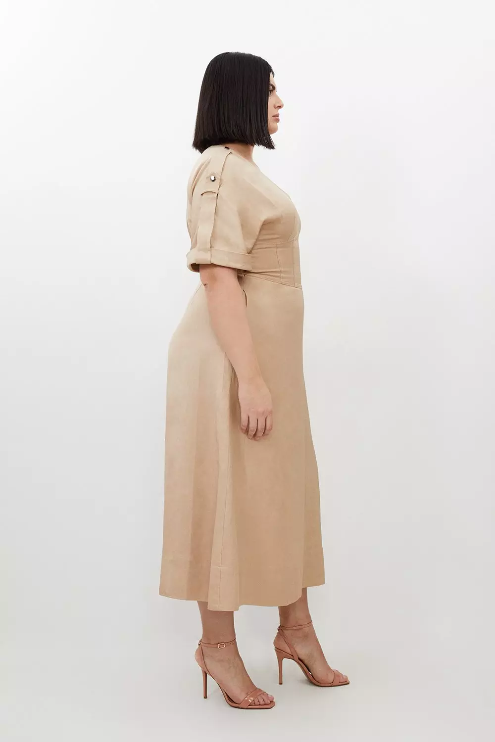 Linen Empire Waist Midi Dress - Plus Size