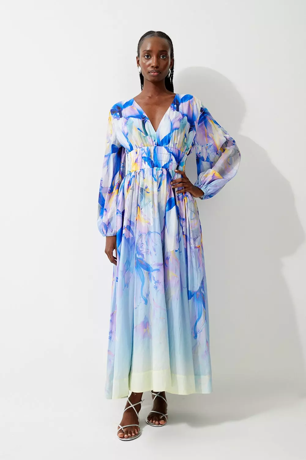 Floral silk outlet maxi dress