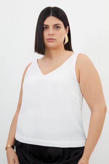 White Plus Size Georgette Woven Cami Top